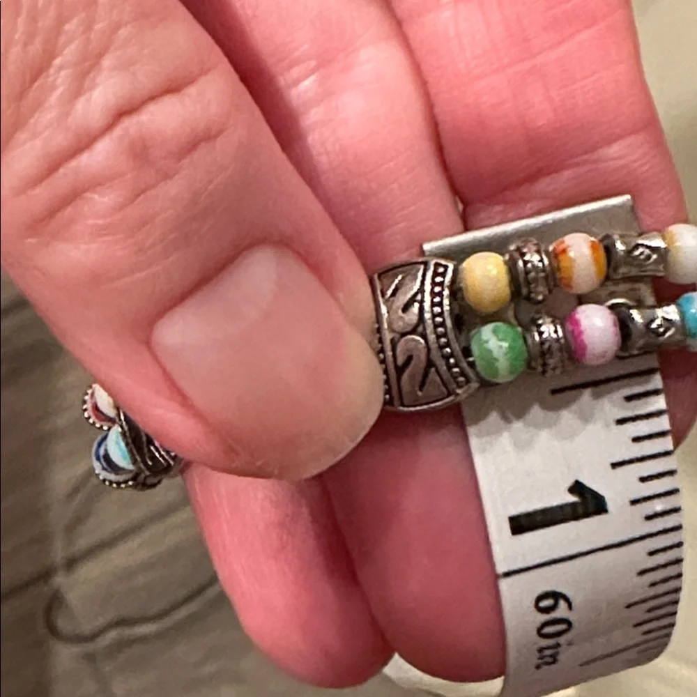 Colorful Beaded Bracelet with Silver Accents